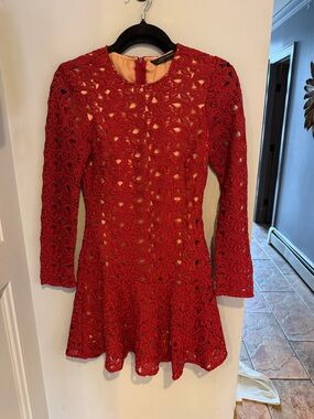open lace back dress Red